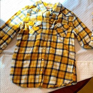 Yellow plaid flannel shirt